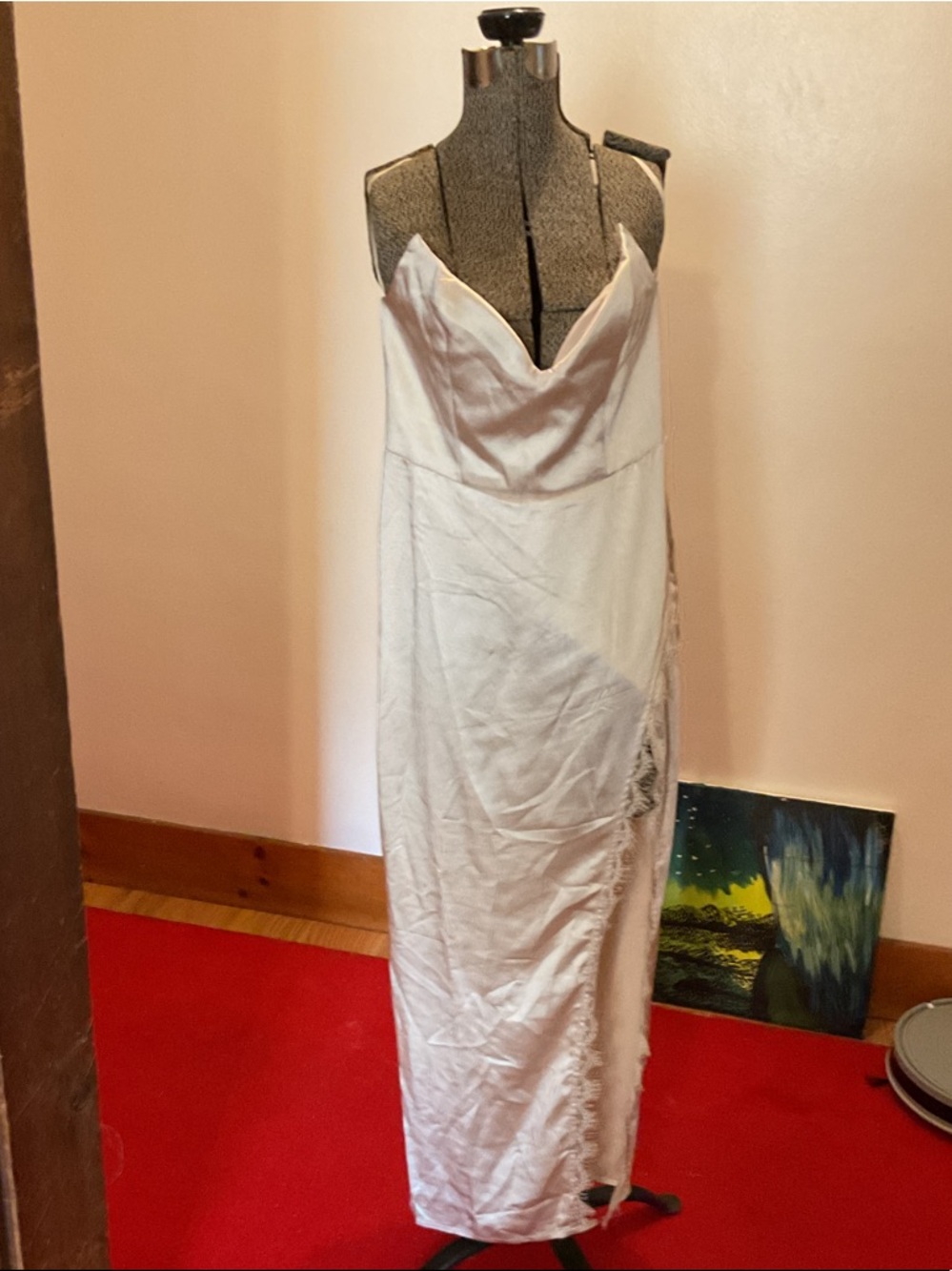 Selfie Leslie White Strapless Satin Slip Dress